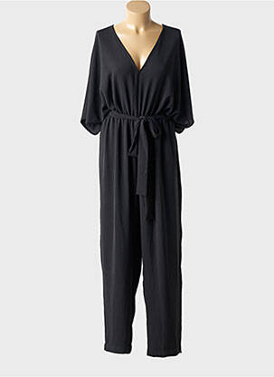 Salopetă-pantalon închidere cu fermoar la spate mâneci 3/4 negru MAT. femeie