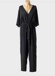 Salopetă-pantalon închidere cu fermoar la spate mâneci 3/4 negru MAT. femme