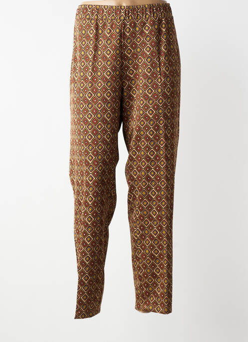 Pantalon drept talie elastică maro MAT. femme