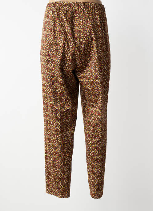 Pantalon drept talie elastică maro MAT. femme