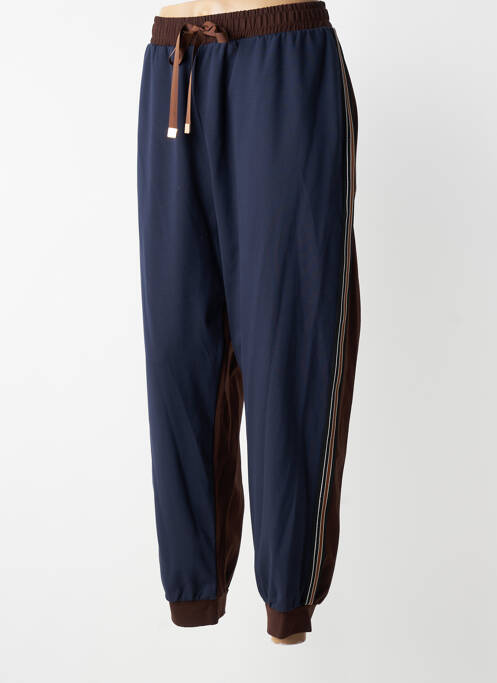 Pantalon drept talie elastică albastru MAT. femme