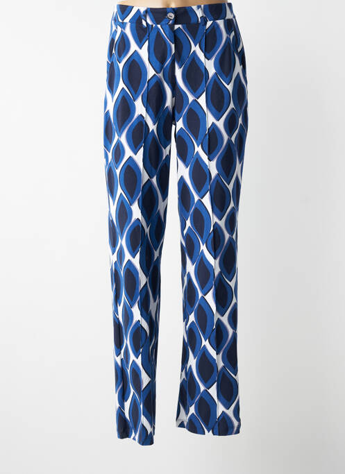 Pantalon larg închidere cu fermoar sub clapetă cu nasturi albastru ZILCH femme