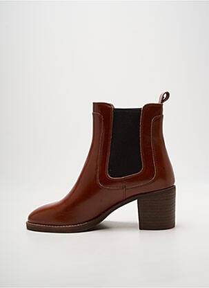 Botine/ghete țesătură satinată toc de 4 la 6 cm maro EMILIE KARSTON femeie