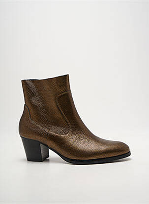 Botine/ghete țesătură satinată toc de 4 la 6 cm maro EMILIE KARSTON femeie
