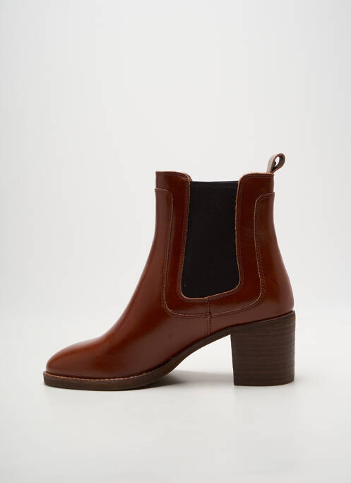 Botine/ghete țesătură satinată toc de 4 la 6 cm maro EMILIE KARSTON femme