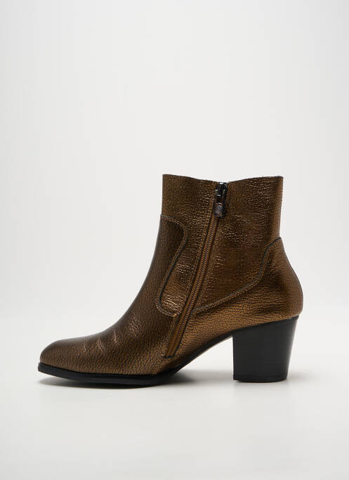 Botine/ghete țesătură satinată toc de 4 la 6 cm maro EMILIE KARSTON femme