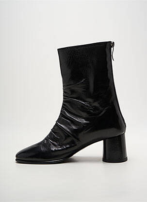 Botine/ghete țesătură satinată toc de 4 la 6 cm negru LORENZO MASIERO femeie