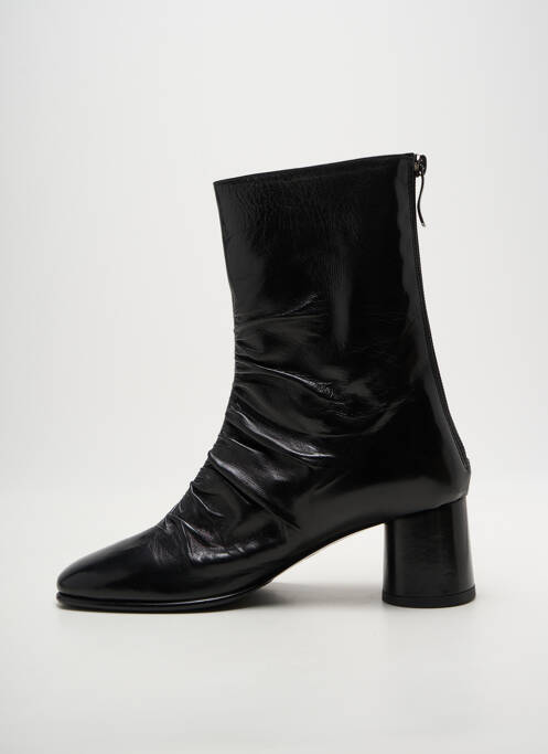 Botine/ghete țesătură satinată toc de 4 la 6 cm negru LORENZO MASIERO femme