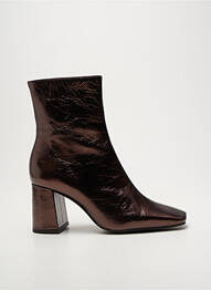 Botine/ghete țesătură satinată toc de 7 la 9 cm maro ANGEL ALARCON femme