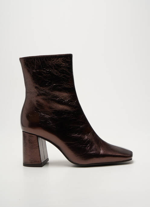 Botine/ghete țesătură satinată toc de 7 la 9 cm maro ANGEL ALARCON femme