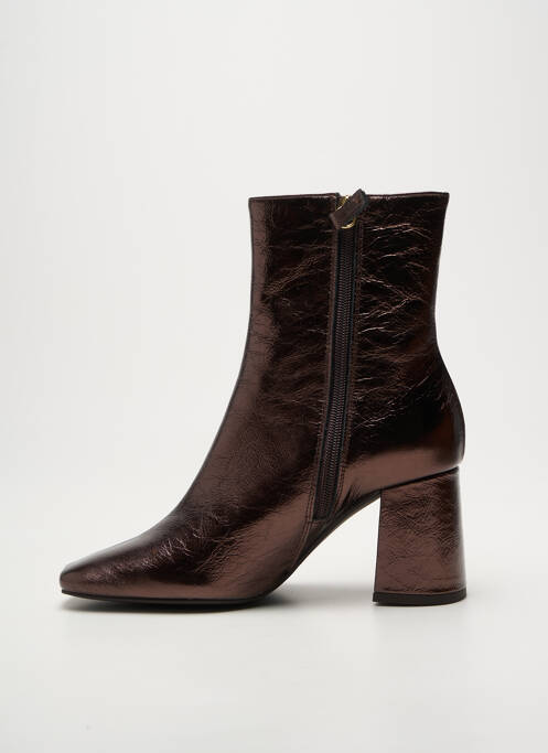 Botine/ghete țesătură satinată toc de 7 la 9 cm maro ANGEL ALARCON femme
