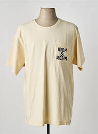 Tricou croială dreaptă mâneci scurte bej IRON AND RESIN homme