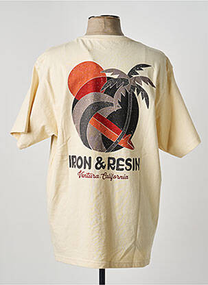 Tricou croială dreaptă mâneci scurte bej IRON AND RESIN bărbat