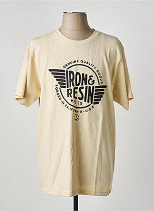 Tricou croială dreaptă mâneci scurte bej IRON AND RESIN bărbat