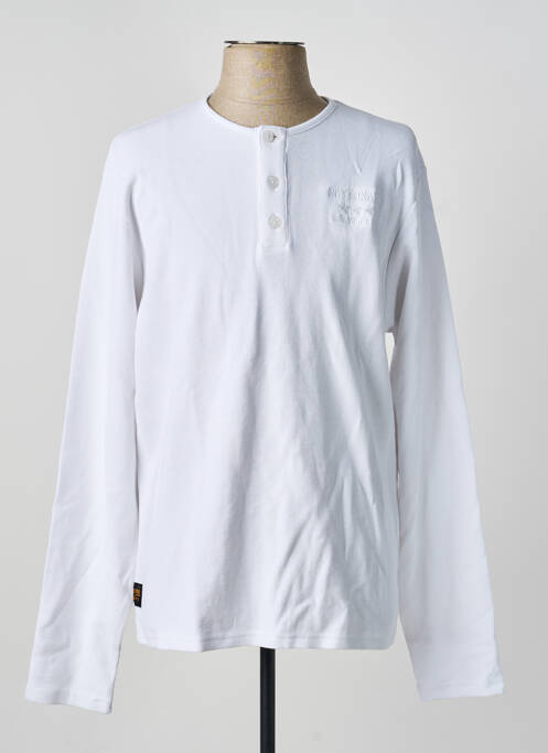 Tricou croială dreaptă mâneci lungi alb DAYTONA homme