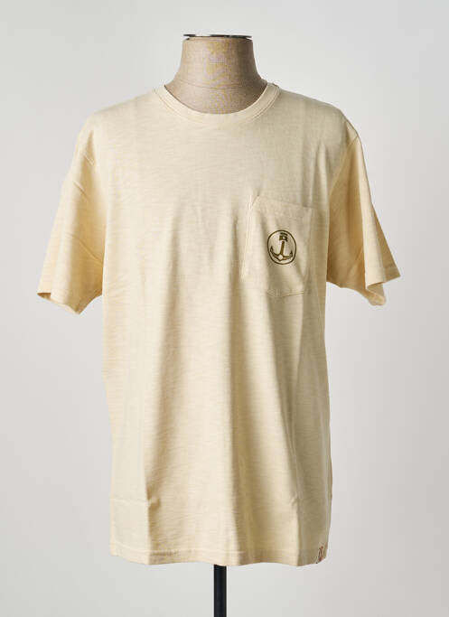 Tricou croială dreaptă mâneci scurte bej IRON AND RESIN homme