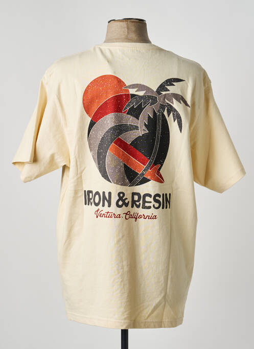 Tricou croială dreaptă mâneci scurte bej IRON AND RESIN homme