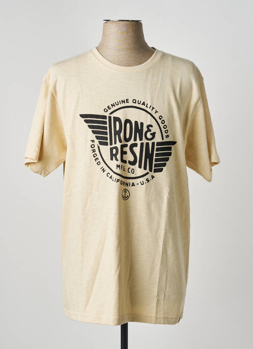 Tricou croială dreaptă mâneci scurte bej IRON AND RESIN homme