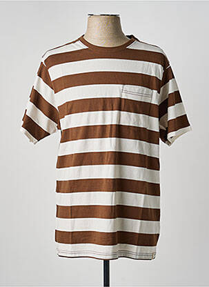 Tricou croială dreaptă mâneci scurte maro IRON AND RESIN bărbat