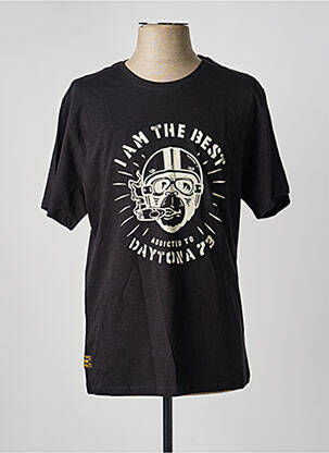 Tricou croială dreaptă mâneci scurte negru DAYTONA bărbat