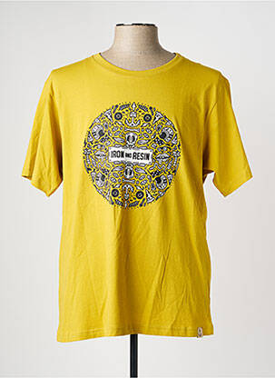 Tricou serigrafie flockată mâneci scurte galben IRON AND RESIN bărbat
