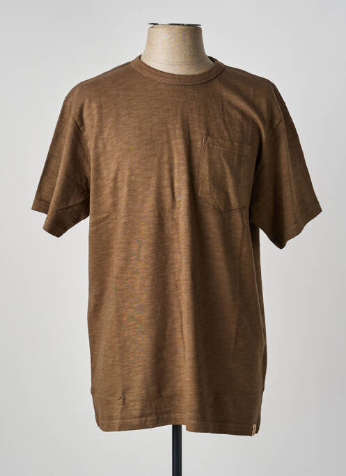 Tricou croială dreaptă mâneci scurte maro IRON AND RESIN homme