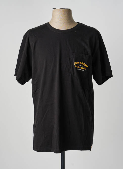 Tricou croială dreaptă mâneci scurte negru IRON AND RESIN homme