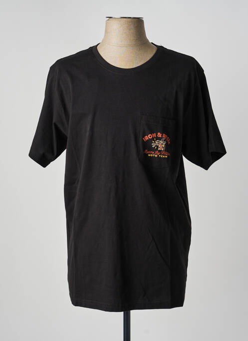 Tricou croială dreaptă mâneci scurte negru IRON AND RESIN homme