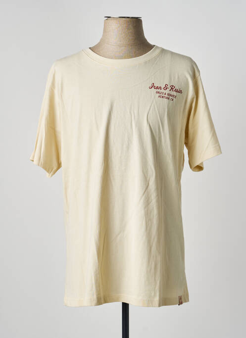 Tricou croială dreaptă mâneci scurte bej IRON AND RESIN homme