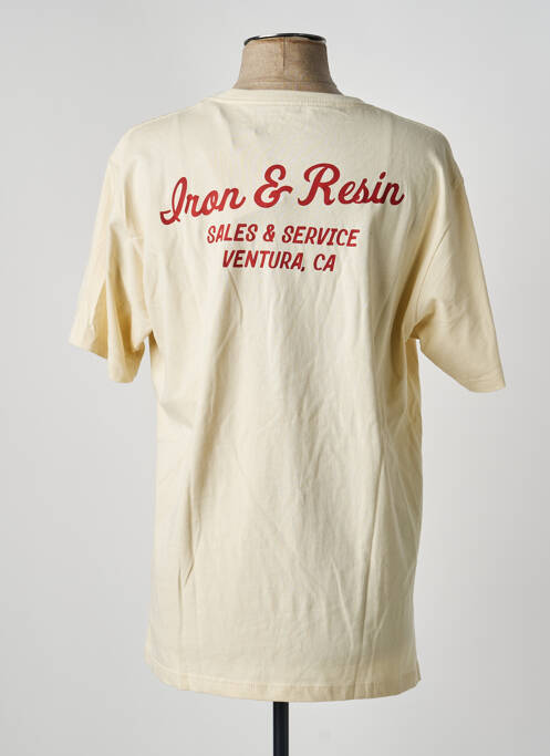 Tricou croială dreaptă mâneci scurte bej IRON AND RESIN homme
