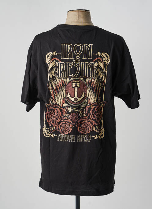Tricou croială dreaptă mâneci scurte negru IRON AND RESIN homme