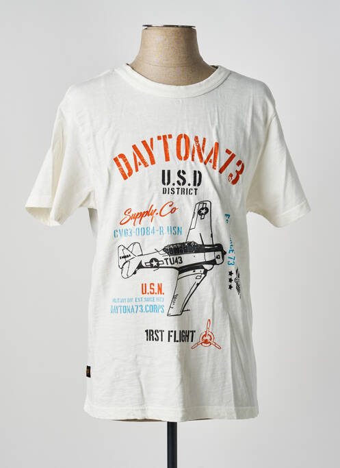 Tricou croială dreaptă mâneci scurte alb DAYTONA homme