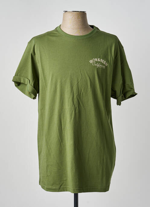 Tricou croială dreaptă mâneci scurte verde IRON AND RESIN homme