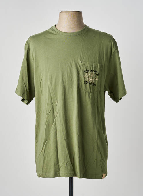Tricou croială dreaptă mâneci scurte verde IRON AND RESIN homme