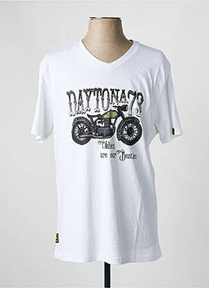Tricou croială dreaptă mâneci scurte alb DAYTONA bărbat