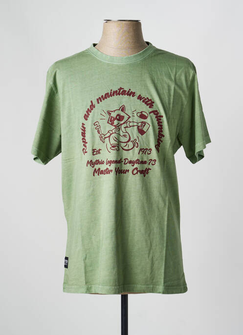 Tricou croială dreaptă mâneci scurte verde DAYTONA homme