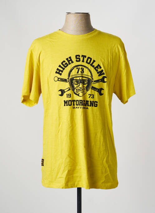 Tricou croială dreaptă mâneci scurte galben DAYTONA homme