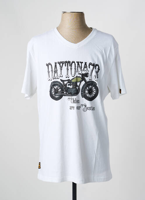 Tricou croială dreaptă mâneci scurte alb DAYTONA homme