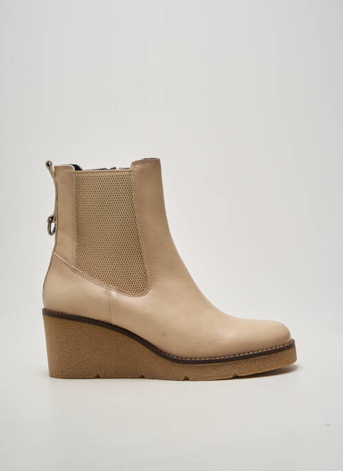 Botine/ghete închidere cu fermoar toc de 4 la 6 cm bej DORKING femme