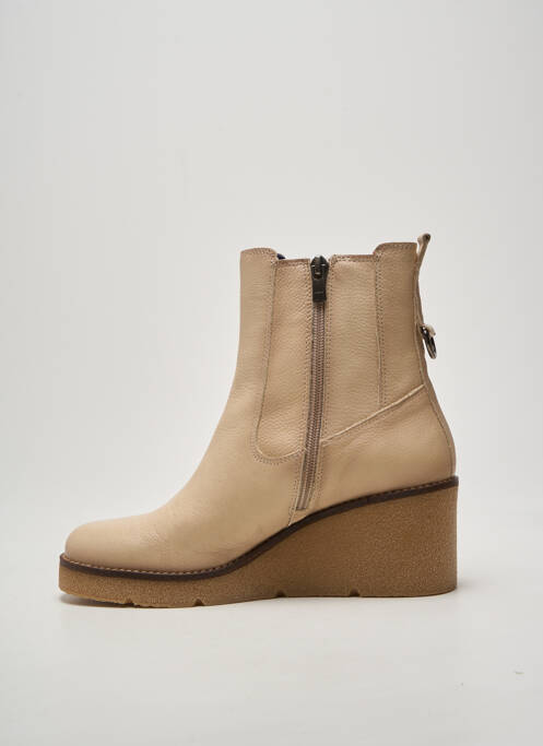 Botine/ghete închidere cu fermoar toc de 4 la 6 cm bej DORKING femme