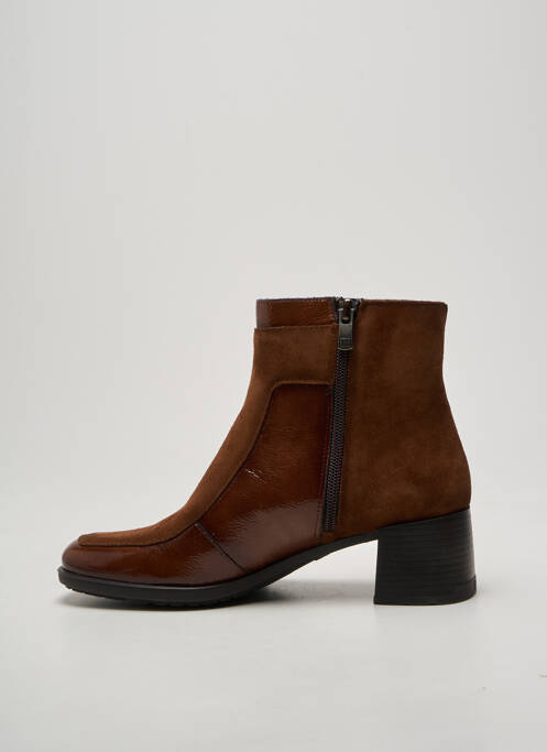 Botine/ghete țesătură satinată toc de 4 la 6 cm maro DORKING femme