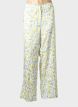 Pantalon larg închidere cu fermoar sub clapetă cu nasturi galben LCDN femme