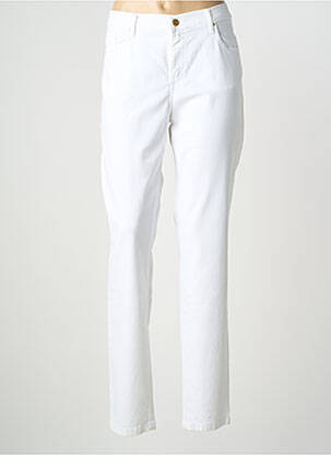 Pantalon slim țesătură poplin mărime normală alb LCDN femeie