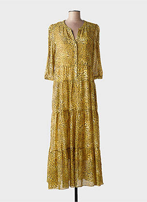 Rochie lungă imprimeu fantezie mâneci 3/4 galben GERARD DAREL femeie