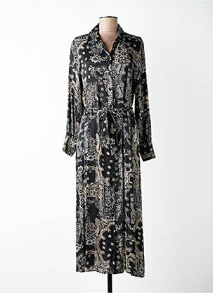 Rochie midi imprimeu fantezie mâneci lungi negru LE TEMPS DES CERISES femeie