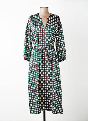 Rochie midi imprimeu fantezie mâneci lungi verde GERARD DAREL femeie