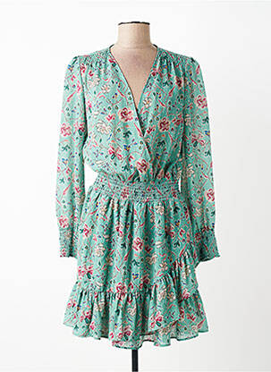 Rochie scurtă croială fluidă mâneci lungi verde GERARD DAREL femeie