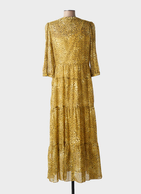 Rochie lungă imprimeu fantezie mâneci 3/4 galben GERARD DAREL femme