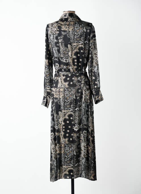 Rochie midi imprimeu fantezie mâneci lungi negru LE TEMPS DES CERISES femme