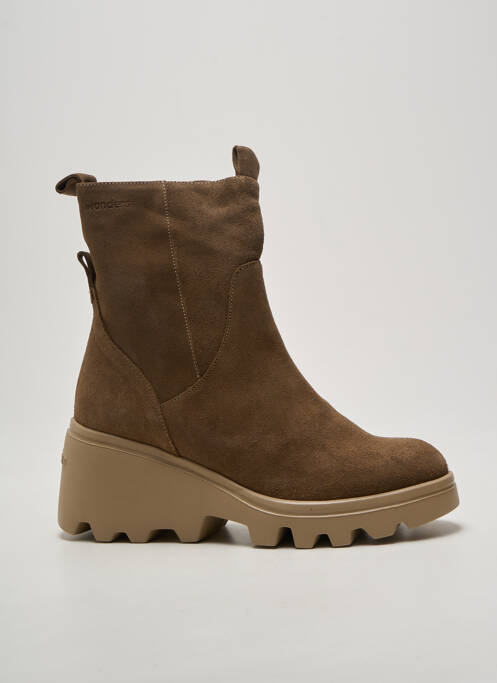 Botine/ghete vârf rotund toc de 4 la 6 cm maro WONDERS femme